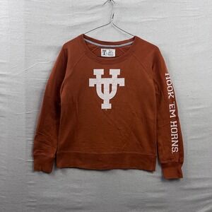 T University Texas Longhorns Sweatshirt Womens Small Orange Hook Em Horns Raglan